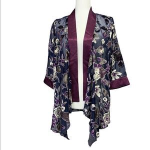 Paparazzi Sheer Floral Cardigan / Cover Up Velvet